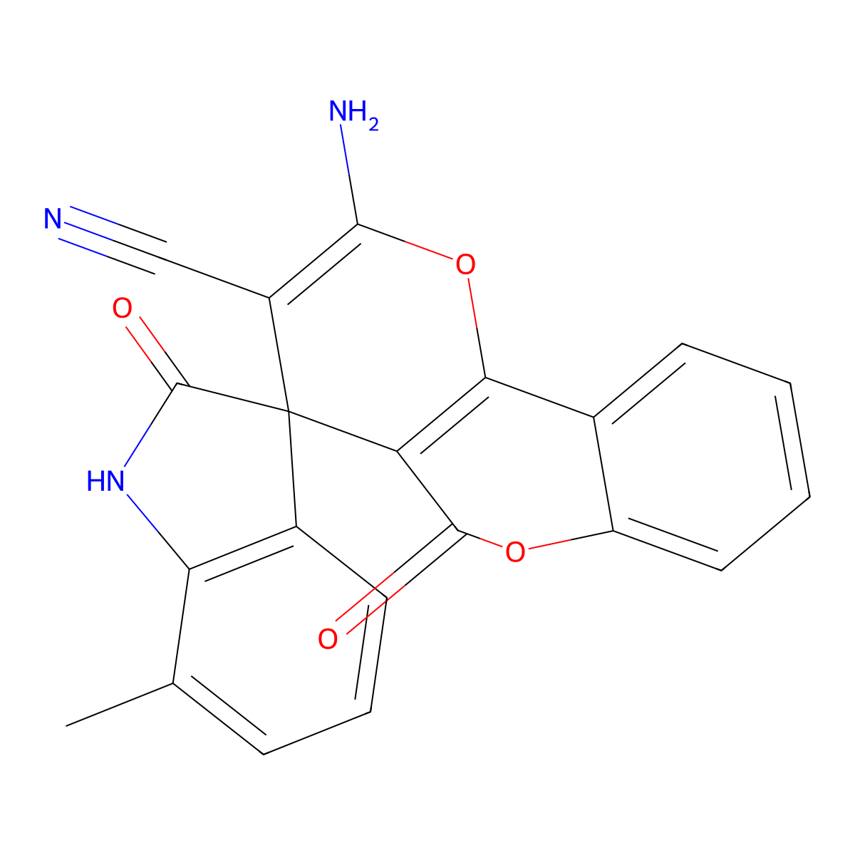 2'-amino-7-methyl-2,5'-dioxo-1,2-dihydro-5'H-spiro[indole-3,4'-pyrano[3,2-c]chromene]-3'-carbonitrile molecular structure, CAS 727671-27-4