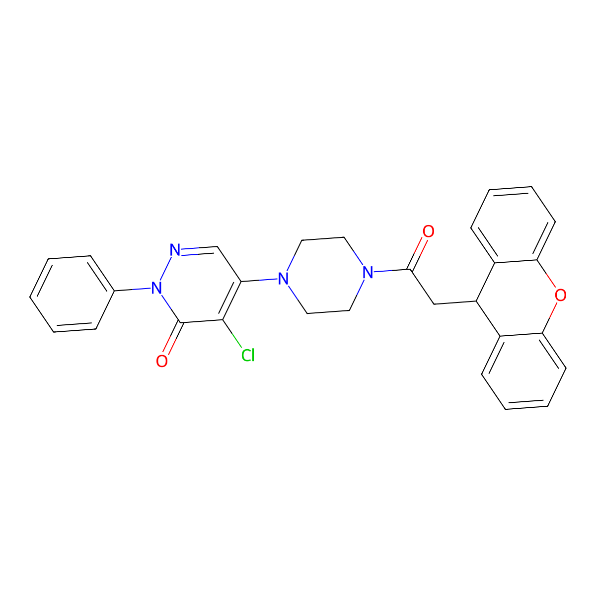 4-chloro-2-phenyl-5-[4-(9H-xanthen-9-ylacetyl)piperazin-1-yl]pyridazin-3(2H)-one molecular structure, CAS 727671-36-5