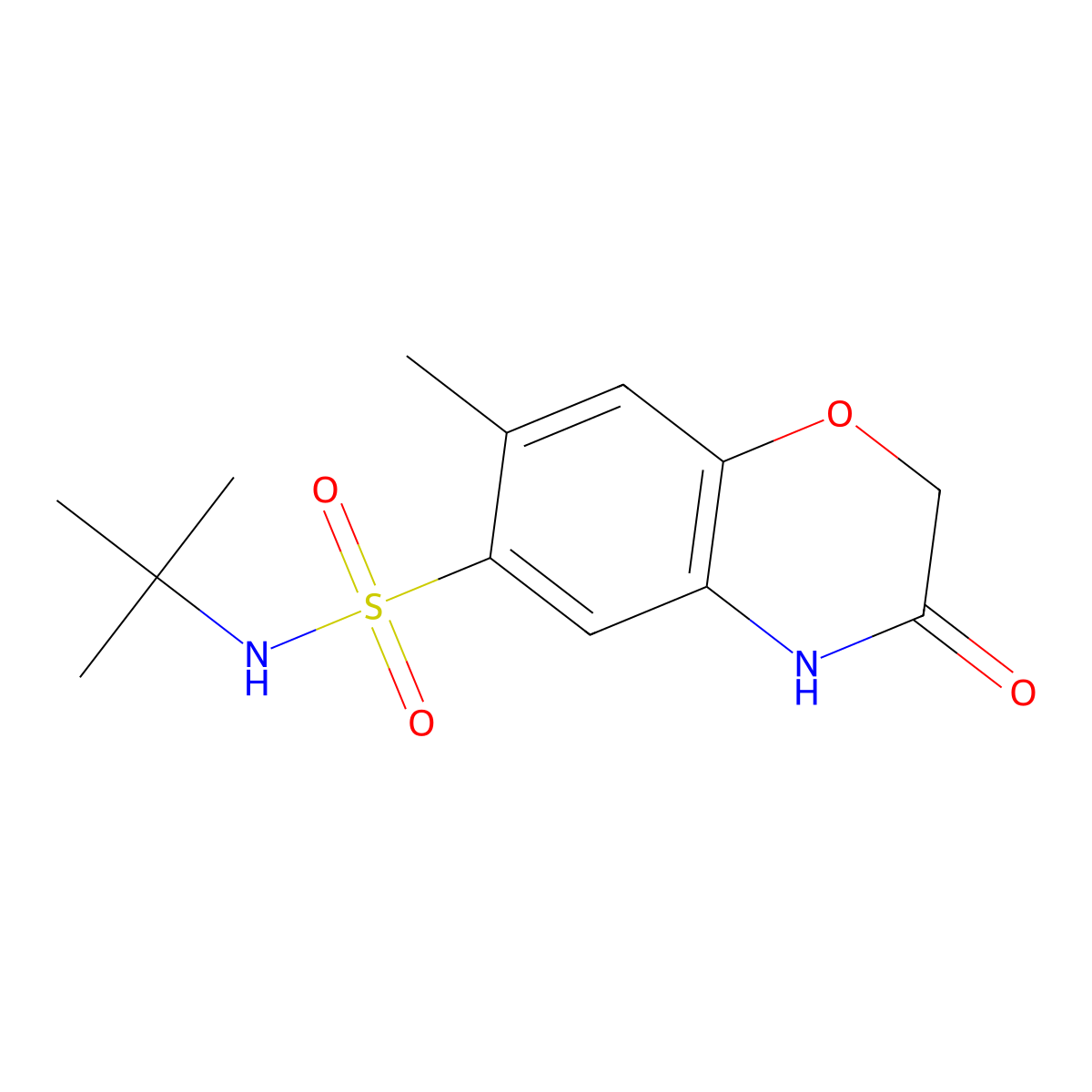 N-(tert-butyl)-7-methyl-3-oxo-3,4-dihydro-2H-1,4-benzoxazine-6-sulfonamide molecular structure, CAS 727672-14-2