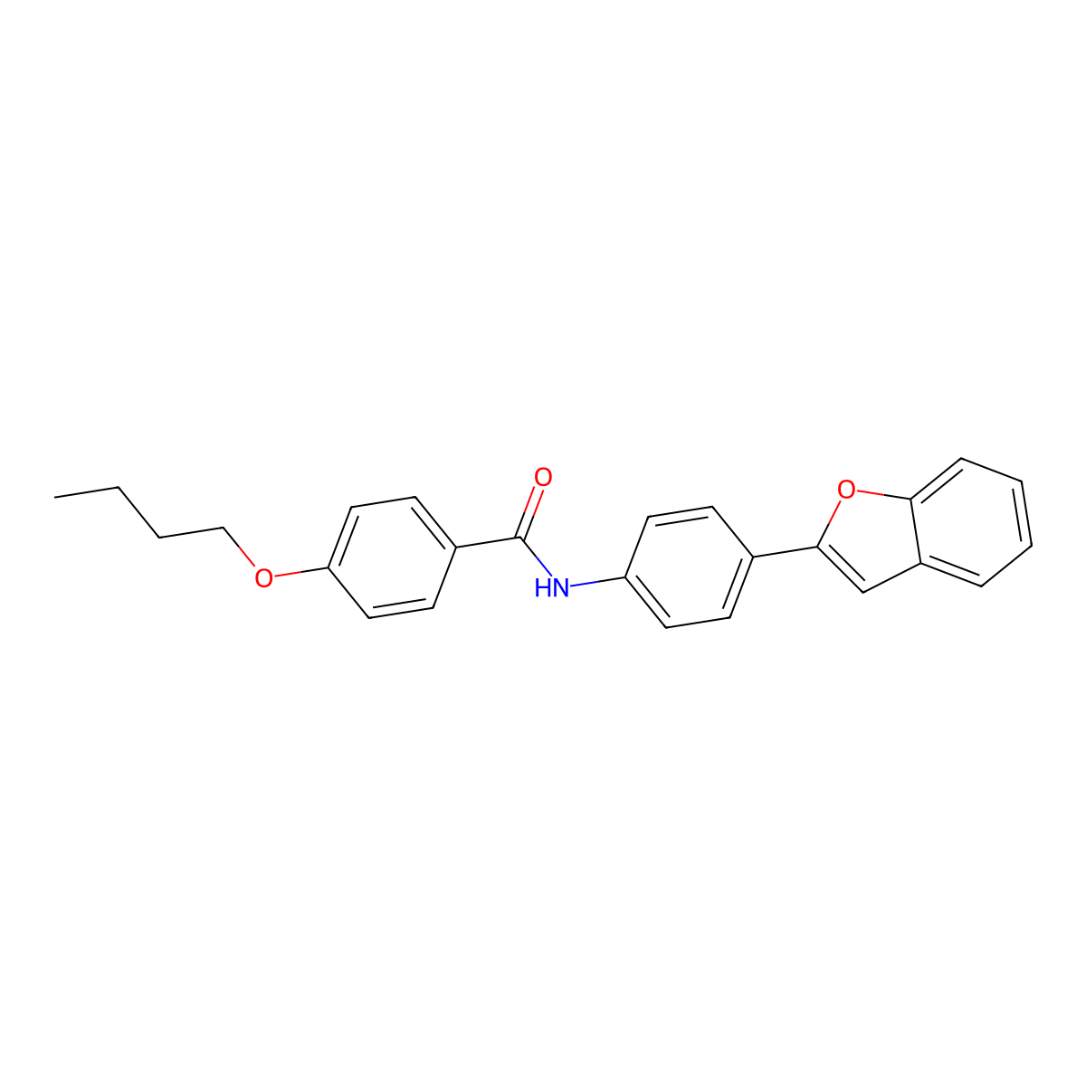 N-(4-(2-Benzofuranyl)phenyl)-4-butoxybenzamide molecular structure, CAS 727672-15-3