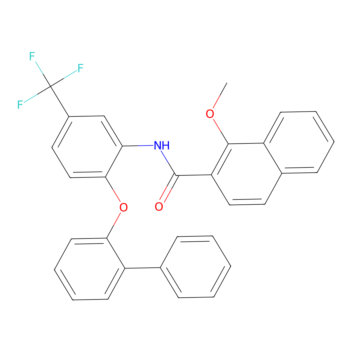 1-methoxy-N-[2-(2-phenylphenoxy)-5-(trifluoromethyl)phenyl]naphthalene-2-carboxamide molecular structure, CAS 727672-23-3