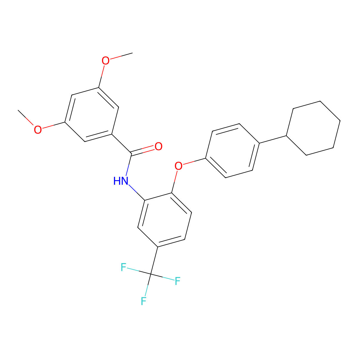 N-[2-(4-cyclohexylphenoxy)-5-(trifluoromethyl)phenyl]-3,5-dimethoxybenzamide molecular structure, CAS 727672-25-5