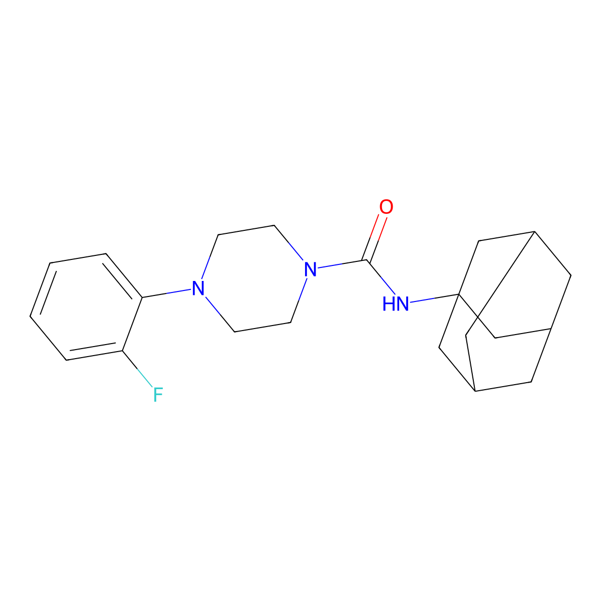 N-(1-adamantyl)-4-(2-fluorophenyl)piperazine-1-carboxamide molecular structure, CAS 727672-57-3