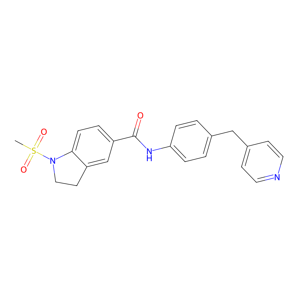 1-methylsulfonyl-N-[4-(pyridin-4-ylmethyl)phenyl]-2,3-dihydroindole-5-carboxamide molecular structure, CAS 727673-04-3