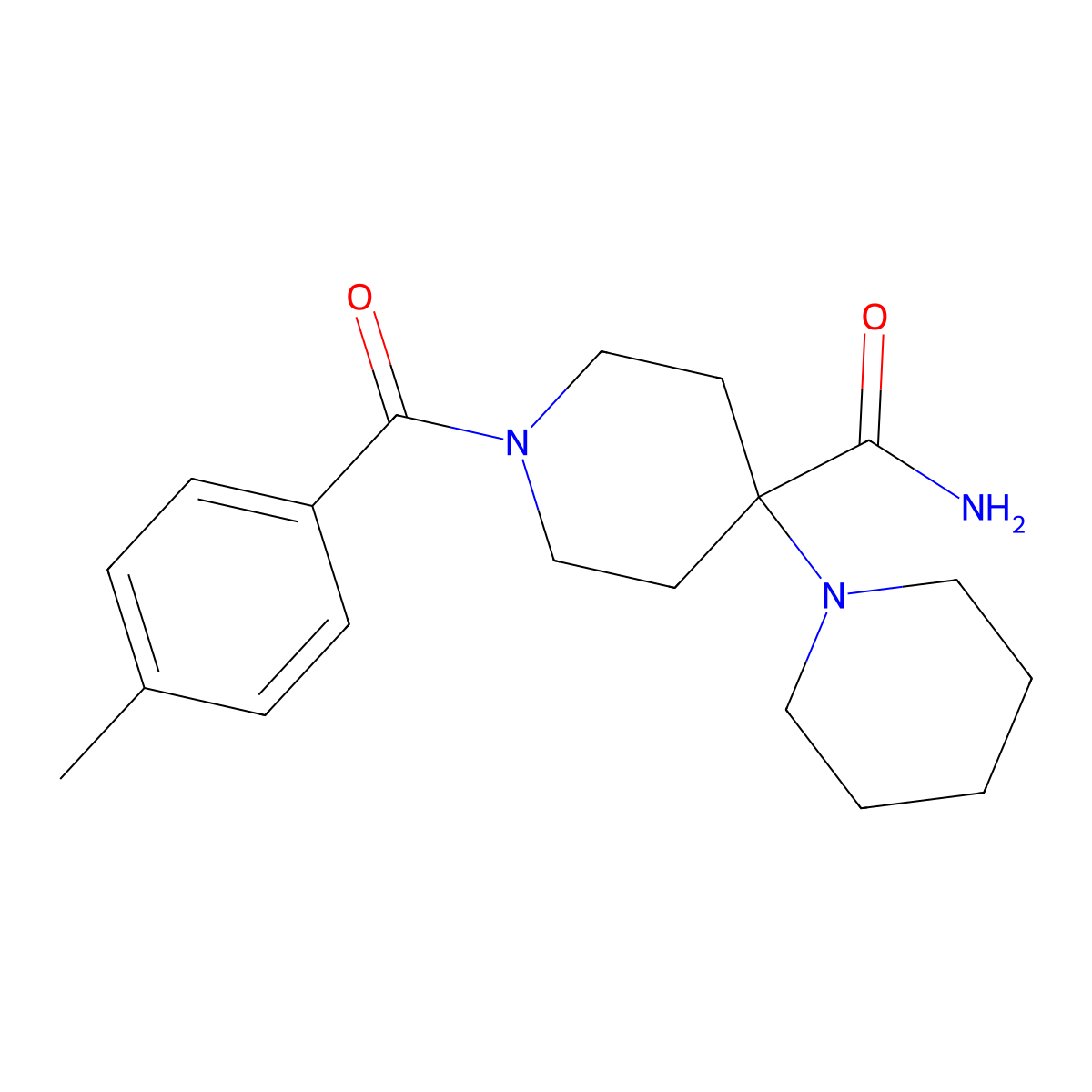 1-(4-Methylbenzoyl)-4-piperidin-1-ylpiperidine-4-carboxamide molecular structure, CAS 727673-09-8