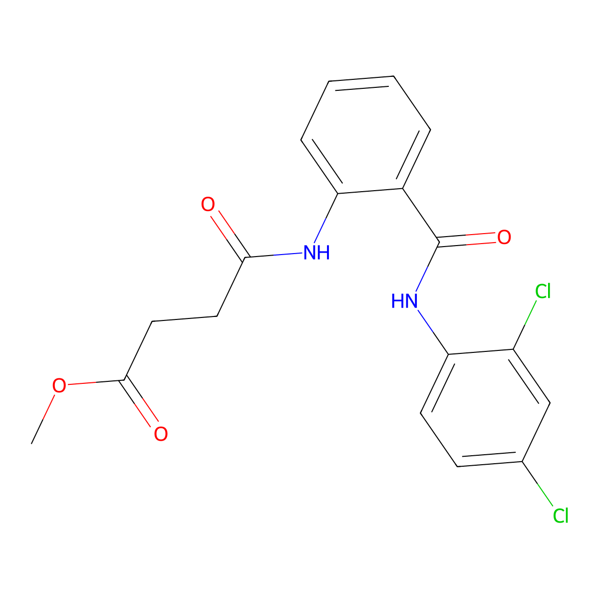 Methyl 4-((2-((2,4-dichlorophenyl)carbamoyl)phenyl)amino)-4-oxobutanoate molecular structure, CAS 727673-25-8