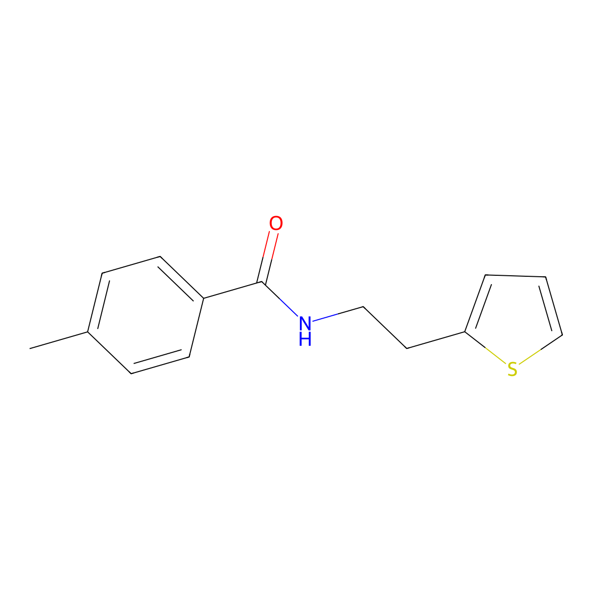 4-methyl-N-[2-(2-thienyl)ethyl]benzamide molecular structure, CAS 727673-29-2