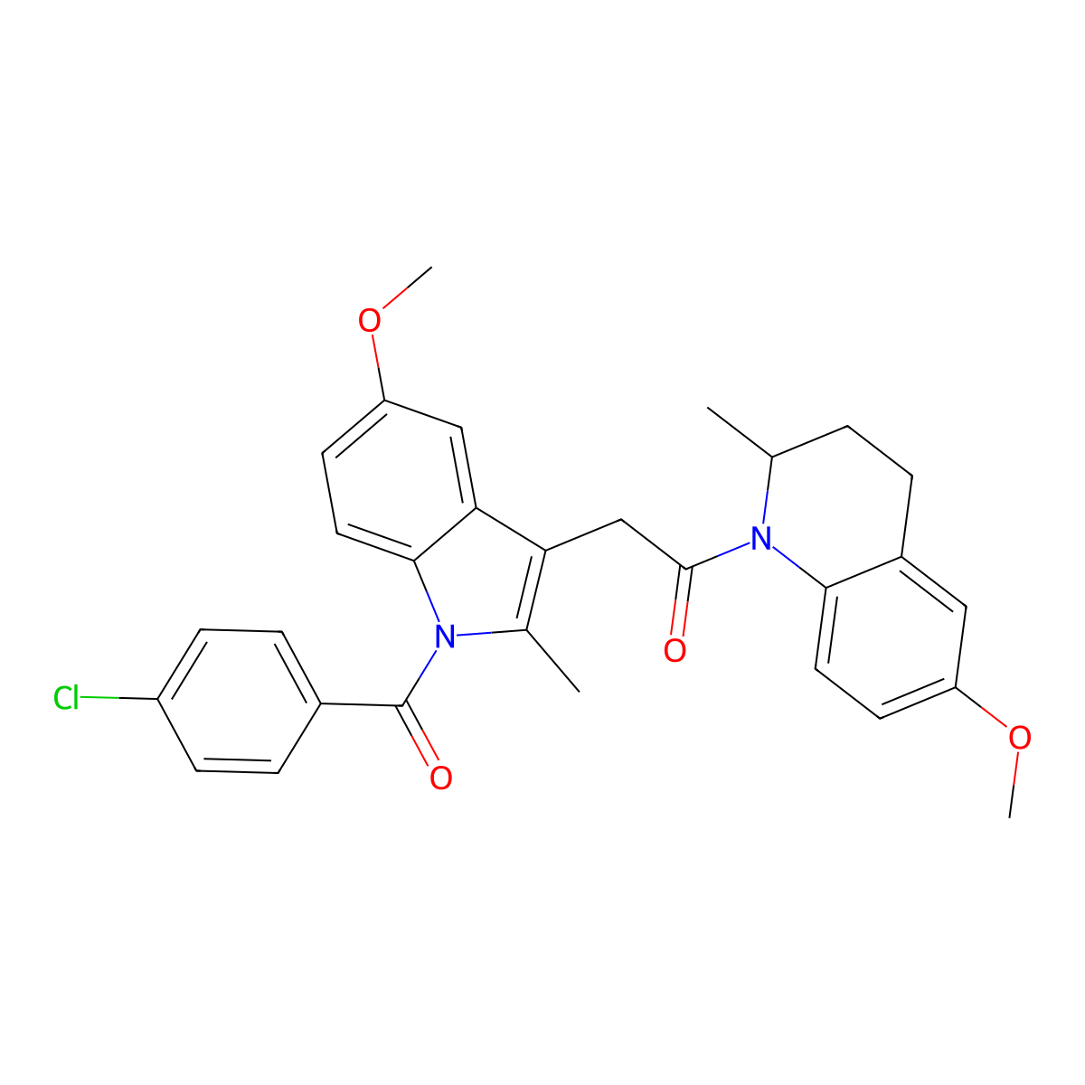 2-[1-(4-chlorobenzoyl)-5-methoxy-2-methylindol-3-yl]-1-(6-methoxy-2-methyl-3,4-dihydro-2H-quinolin-1-yl)ethanone molecular structure, CAS 727673-63-4