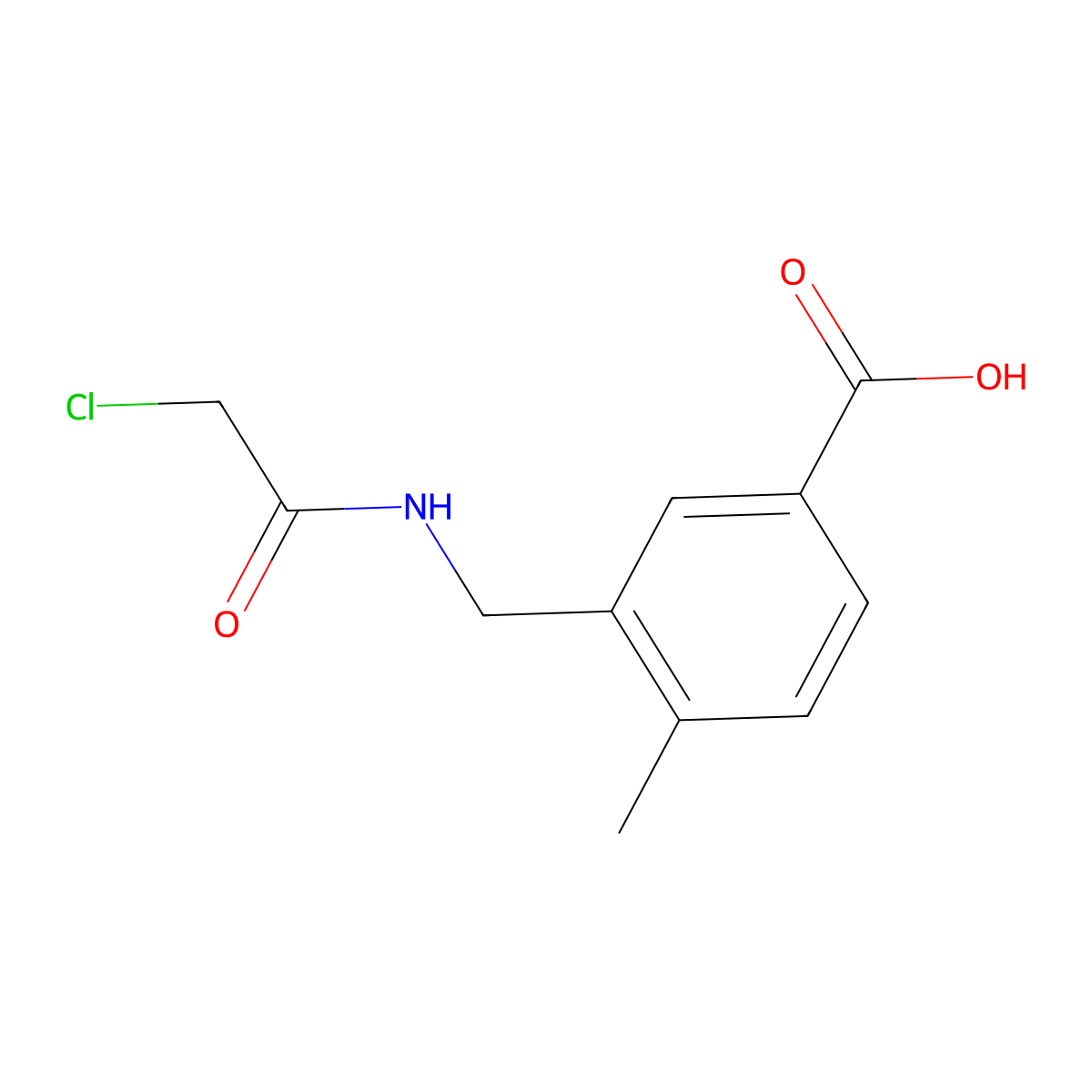 3-{[(Chloroacetyl)amino]methyl}-4-methylbenzoic acid molecular structure, CAS 727673-69-0