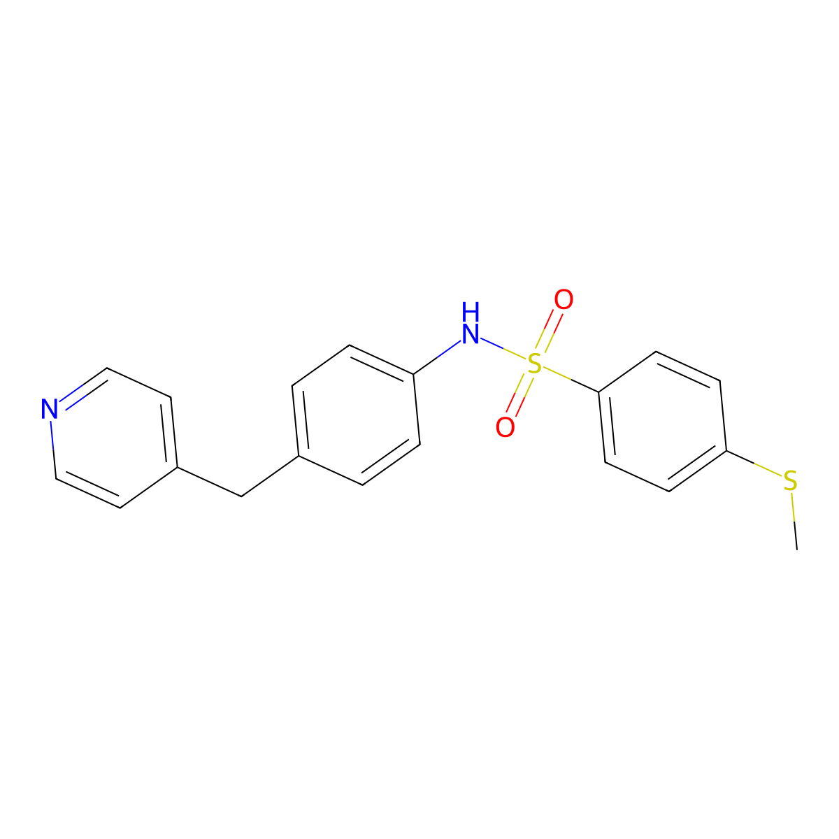 4-methylsulfanyl-N-[4-(pyridin-4-ylmethyl)phenyl]benzenesulfonamide molecular structure, CAS 727674-09-1