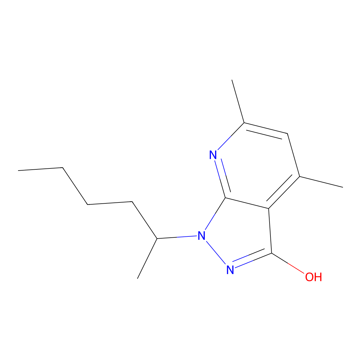 1-hexan-2-yl-4,6-dimethyl-2H-pyrazolo[3,4-b]pyridin-3-one molecular structure, CAS 727674-10-4