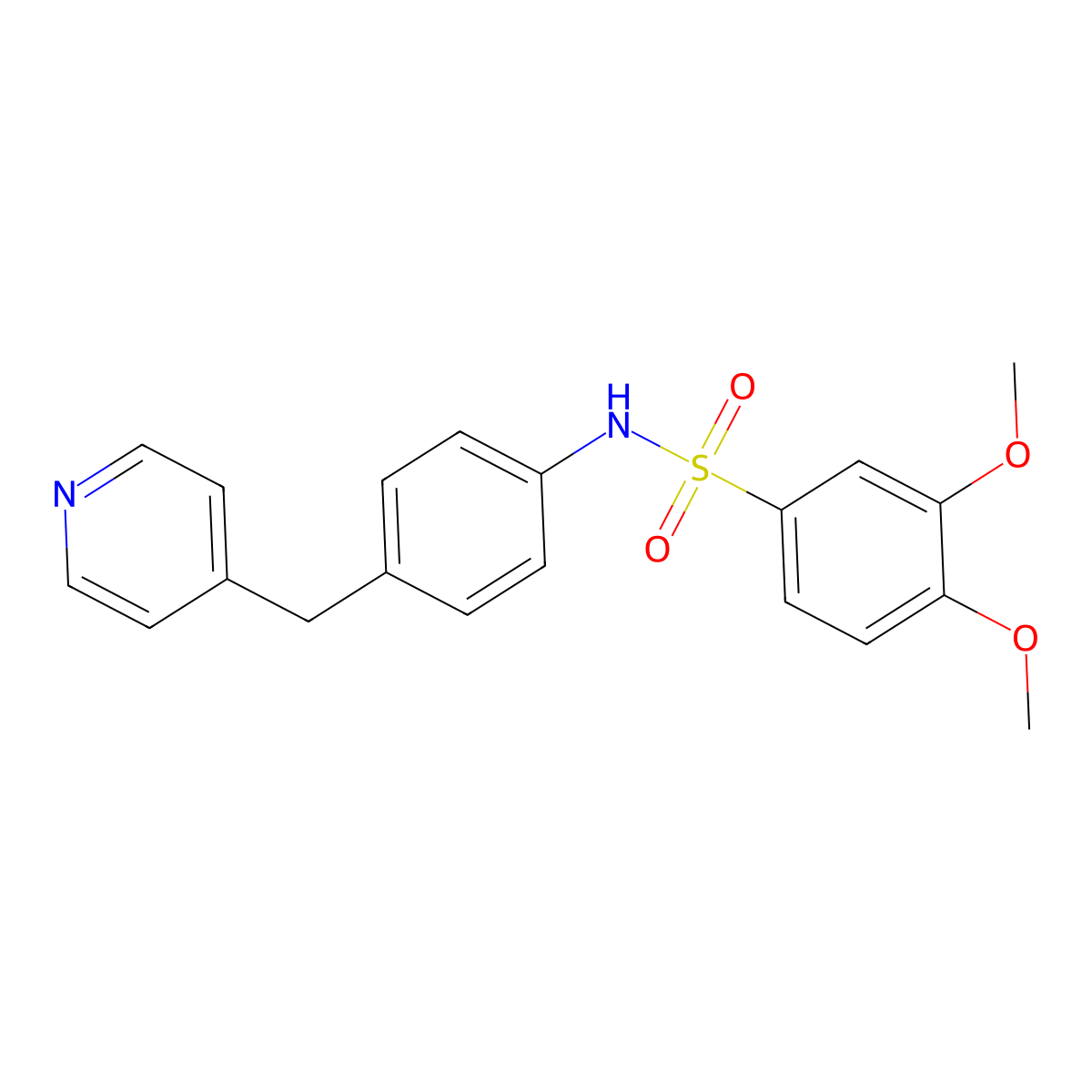 3,4-dimethoxy-N-[4-(pyridin-4-ylmethyl)phenyl]benzenesulfonamide molecular structure, CAS 727674-52-4