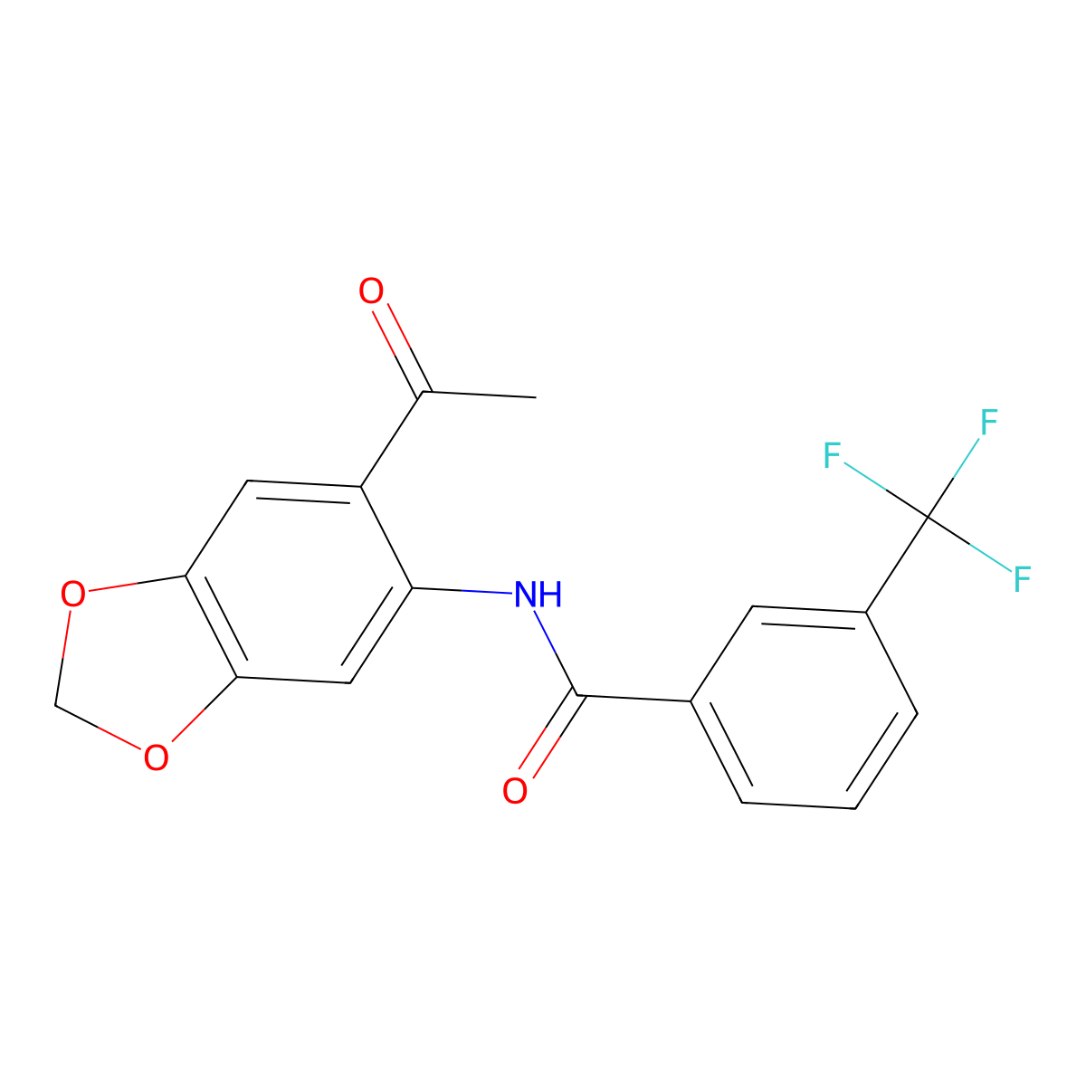N-(6-acetyl-1,3-benzodioxol-5-yl)-3-(trifluoromethyl)benzamide molecular structure, CAS 727674-53-5
