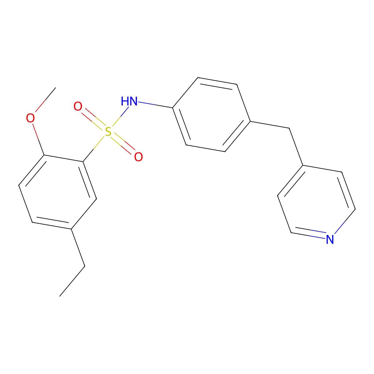 5-ethyl-2-methoxy-N-[4-(pyridin-4-ylmethyl)phenyl]benzenesulfonamide molecular structure, CAS 727674-59-1