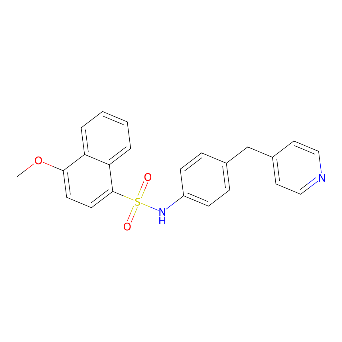 4-methoxy-N-[4-(pyridin-4-ylmethyl)phenyl]naphthalene-1-sulfonamide molecular structure, CAS 727674-63-7