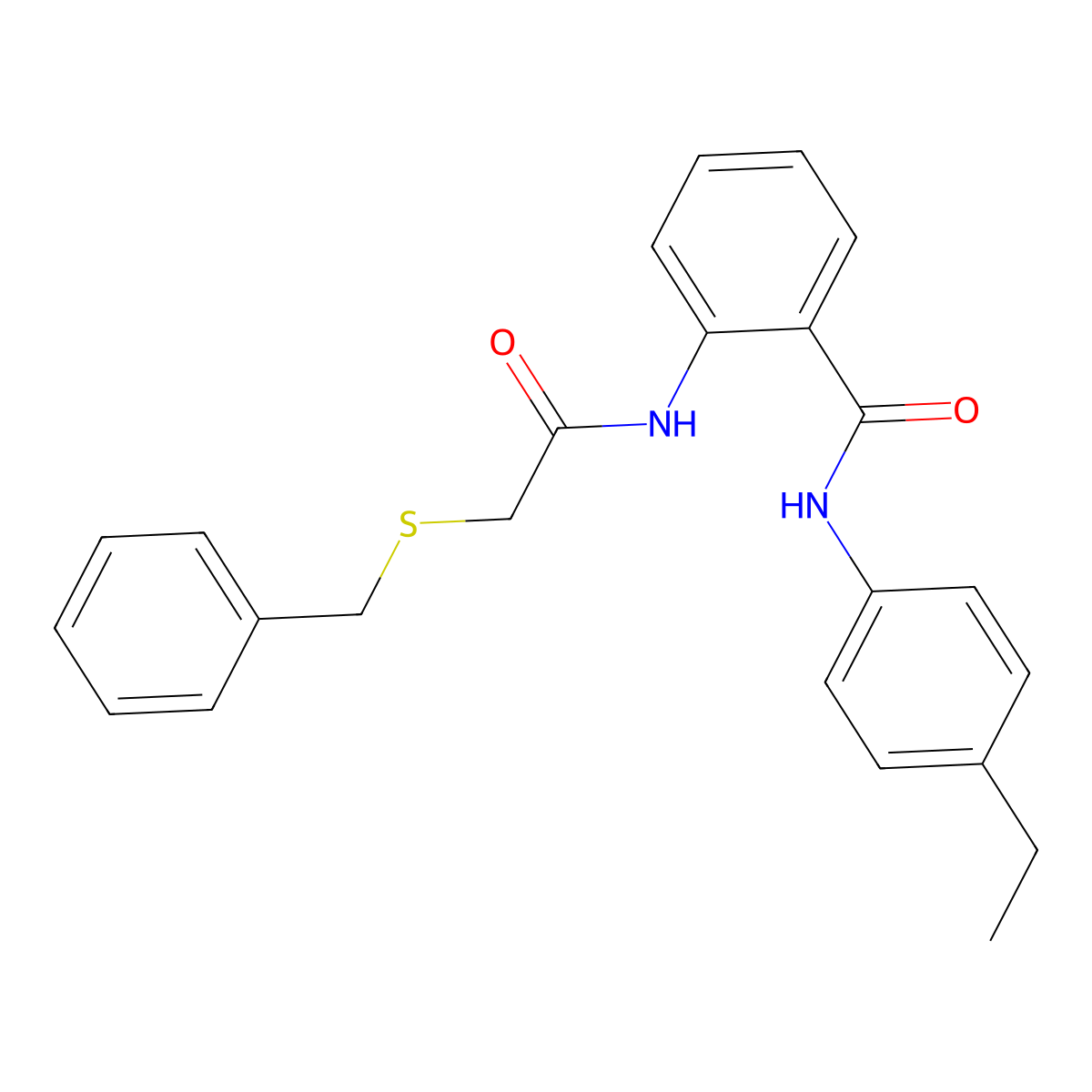 2-[(2-benzylsulfanylacetyl)amino]-N-(4-ethylphenyl)benzamide molecular structure, CAS 727674-87-5