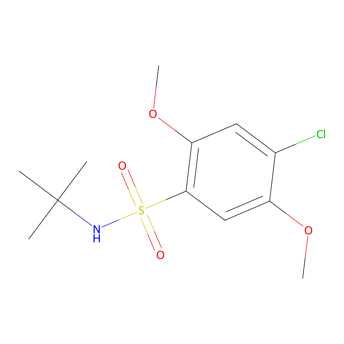 N-tert-butyl-4-chloro-2,5-dimethoxybenzenesulfonamide molecular structure, CAS 727675-01-6