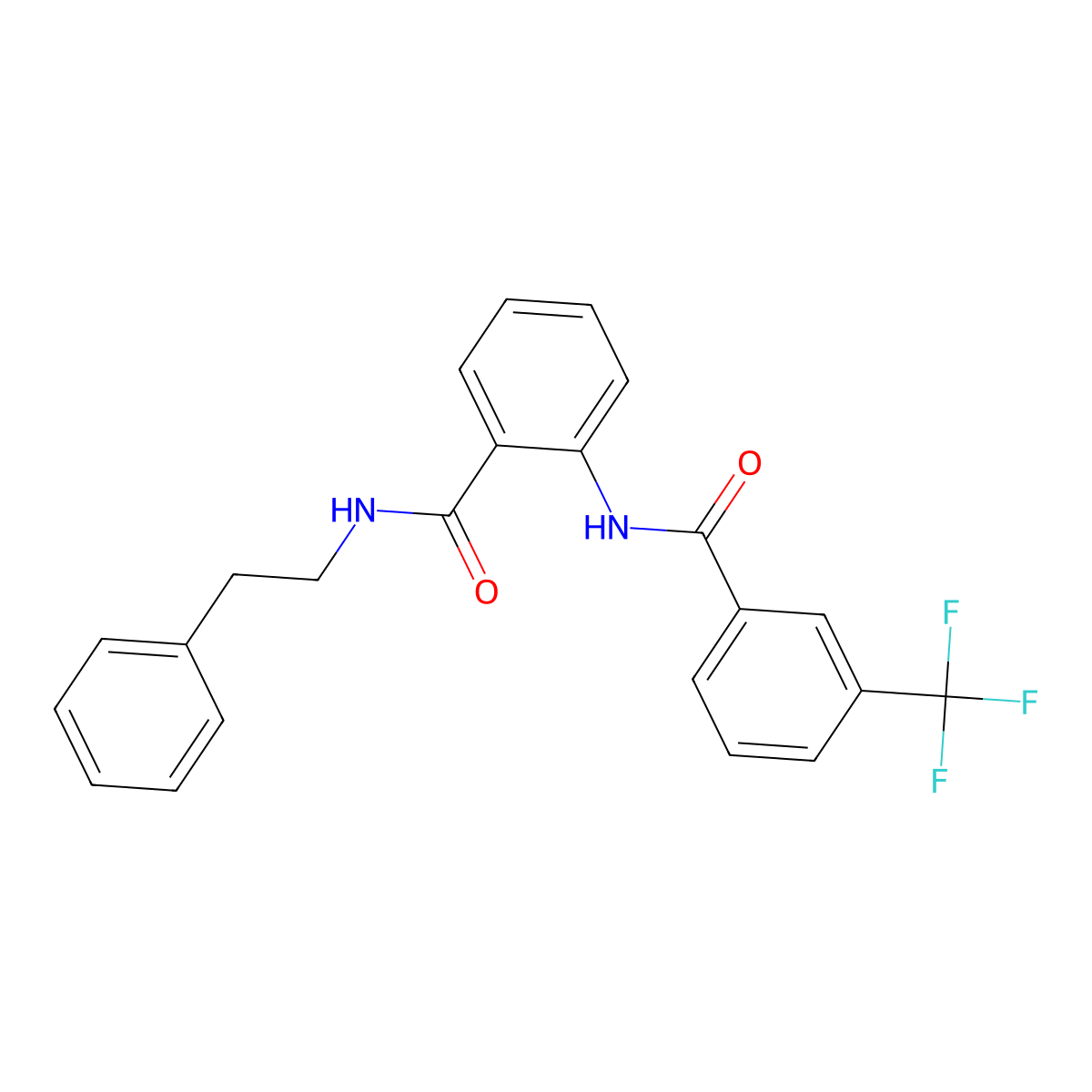 N-(2-phenylethyl)-2-({[3-(trifluoromethyl)phenyl]carbonyl}amino)benzamide molecular structure, CAS 727675-06-1