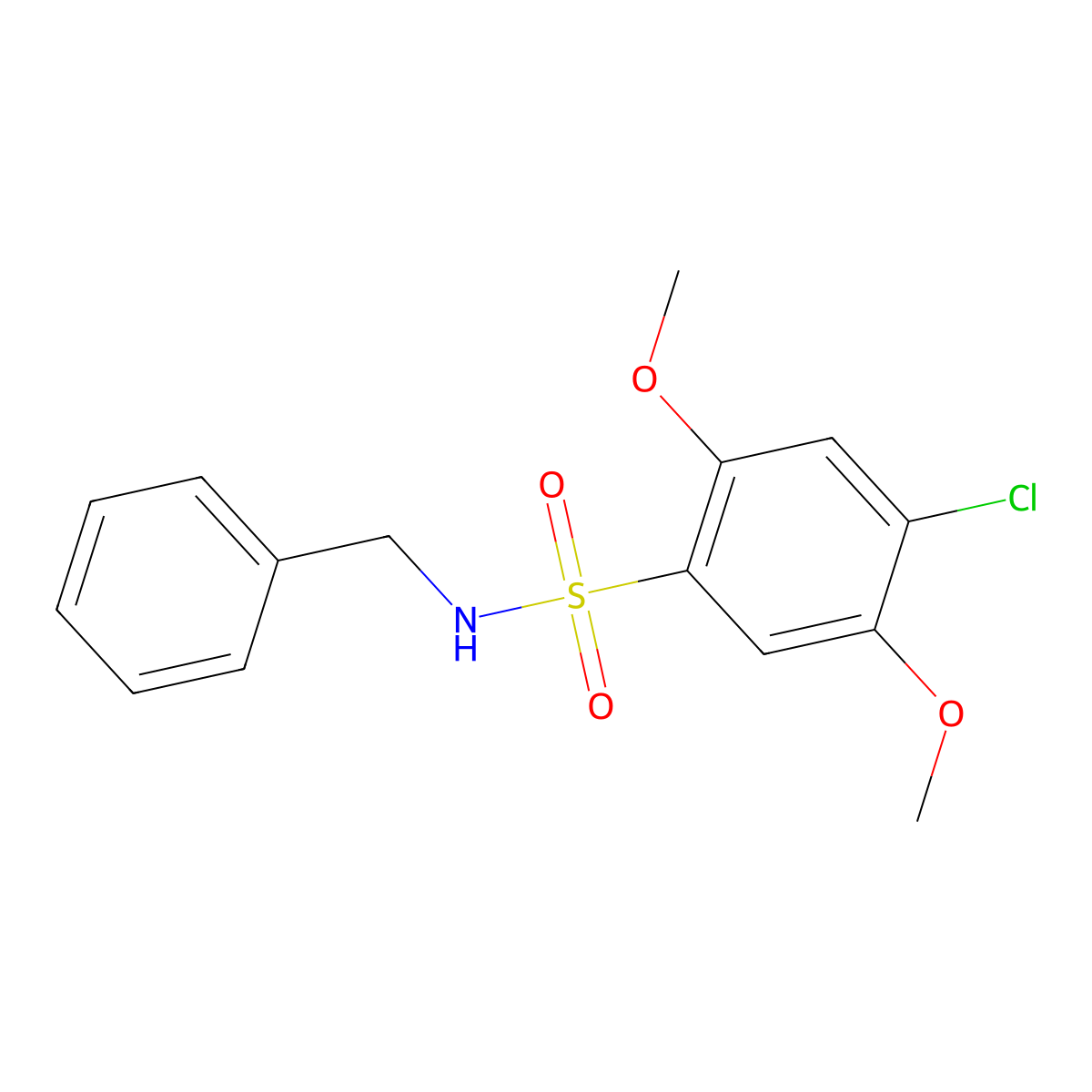 N-benzyl-4-chloro-2,5-dimethoxybenzenesulfonamide molecular structure, CAS 727675-09-4