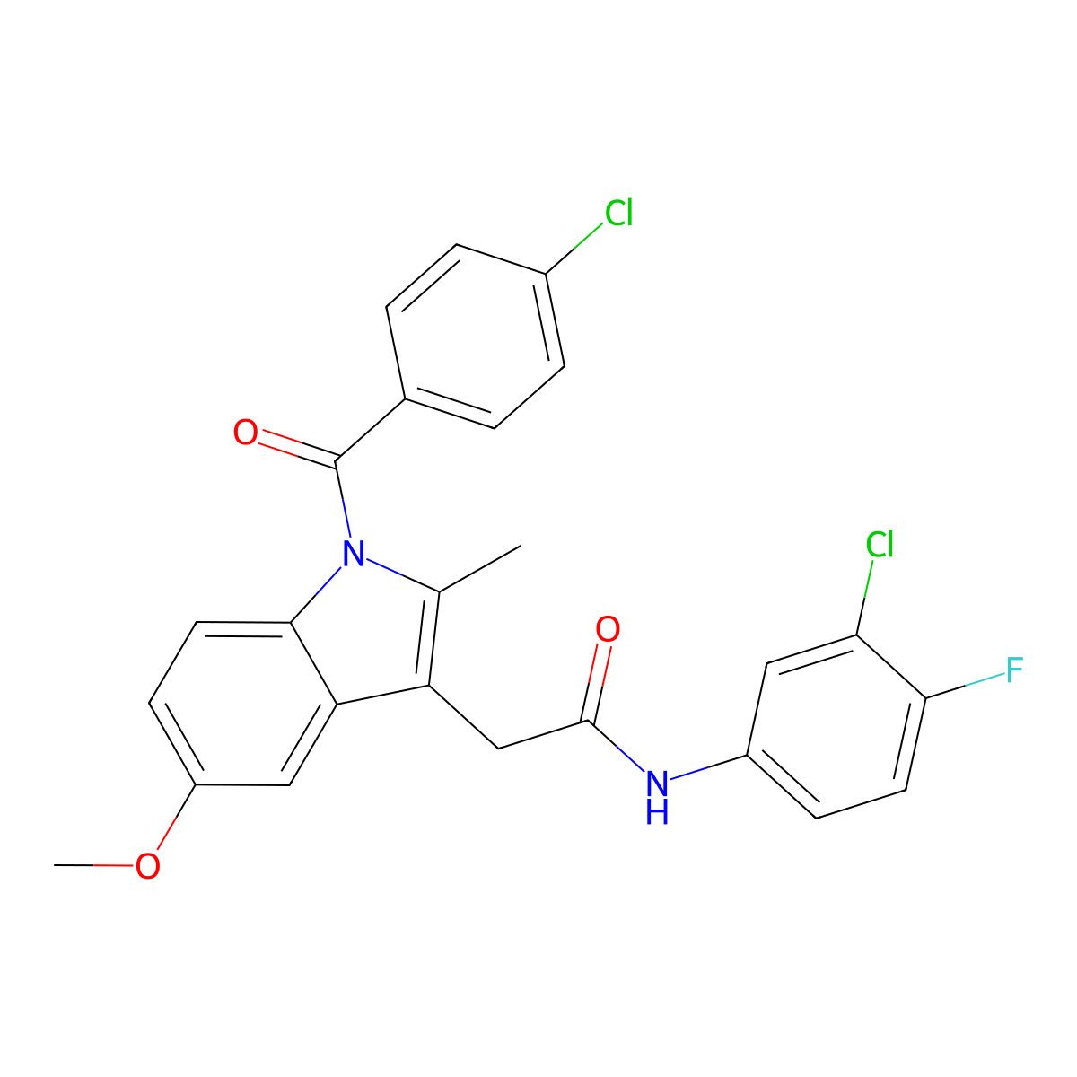 2-[1-(4-chlorobenzoyl)-5-methoxy-2-methylindol-3-yl]-N-(3-chloro-4-fluorophenyl)acetamide molecular structure, CAS 727675-18-5