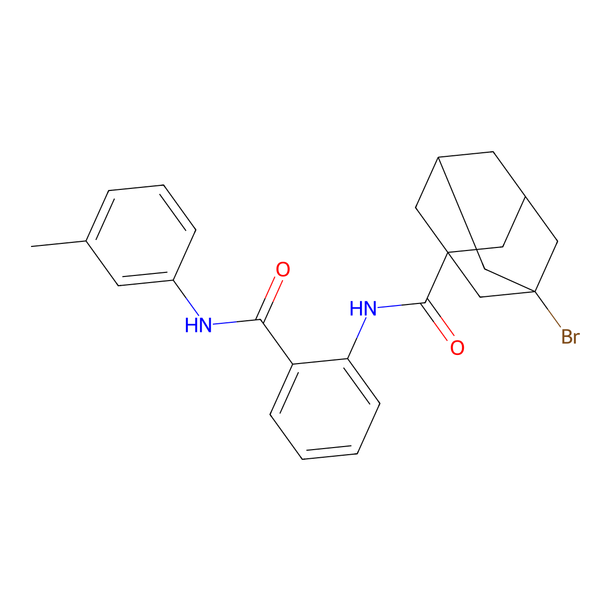 3-bromo-N-[2-[(3-methylphenyl)carbamoyl]phenyl]adamantane-1-carboxamide molecular structure, CAS 727675-23-2