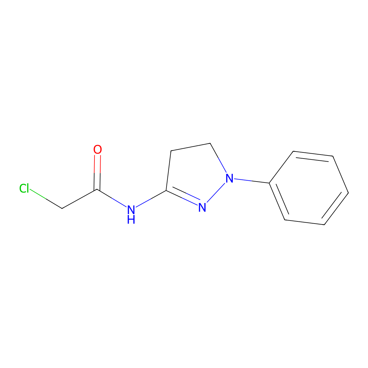 2-chloro-N-(1-phenyl-4,5-dihydro-1H-pyrazol-3-yl)acetamide molecular structure, CAS 727675-40-3