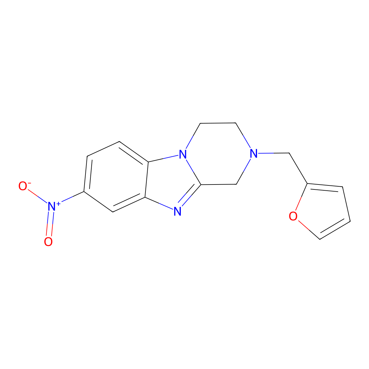 2-(furan-2-ylmethyl)-8-nitro-3,4-dihydro-1H-pyrazino[1,2-a]benzimidazole molecular structure, CAS 727675-50-5