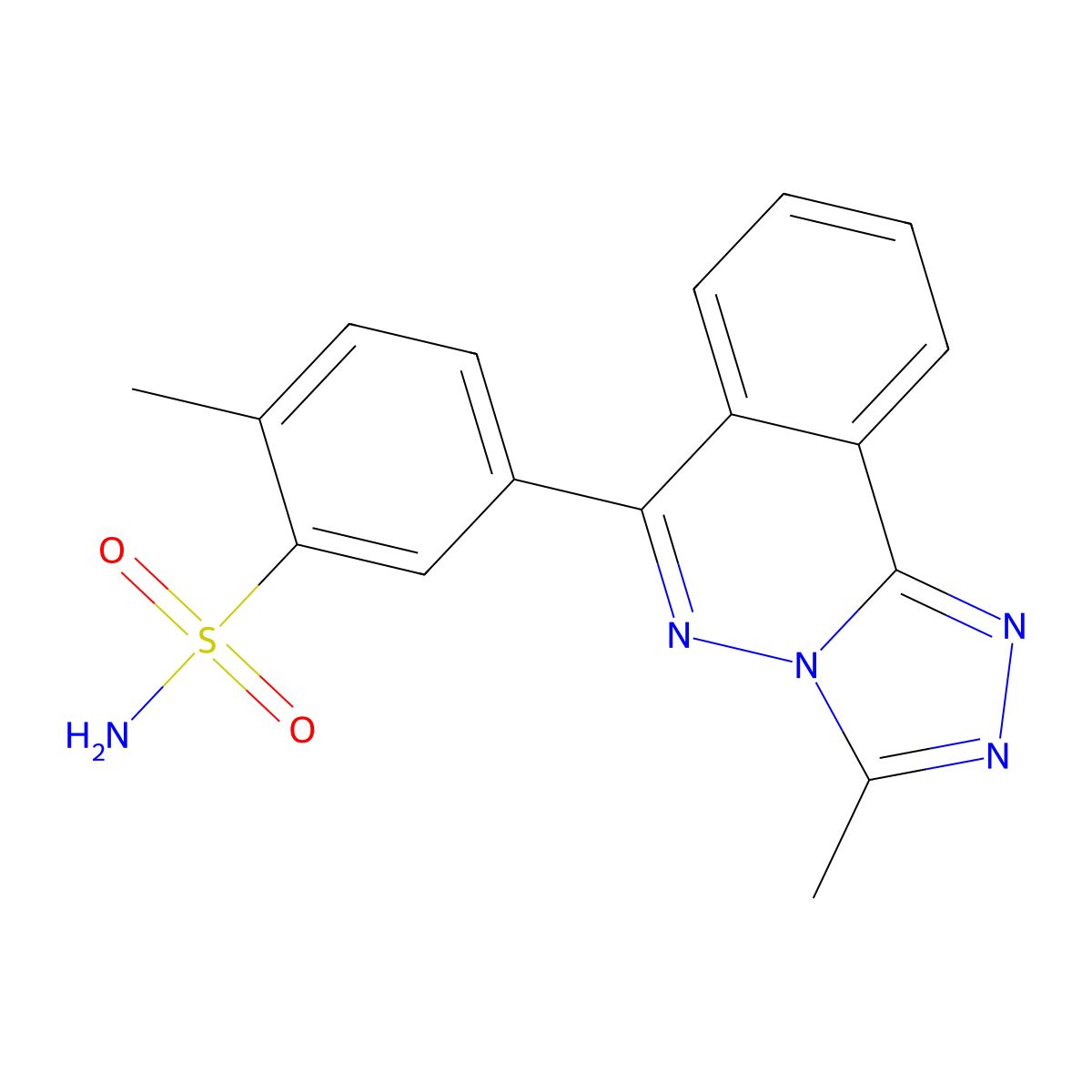 2-Methyl-5-(3-methyl[1,2,4]triazolo[3,4-a]phthalazin-6-yl)benzenesulfonamide molecular structure, CAS 727675-52-7