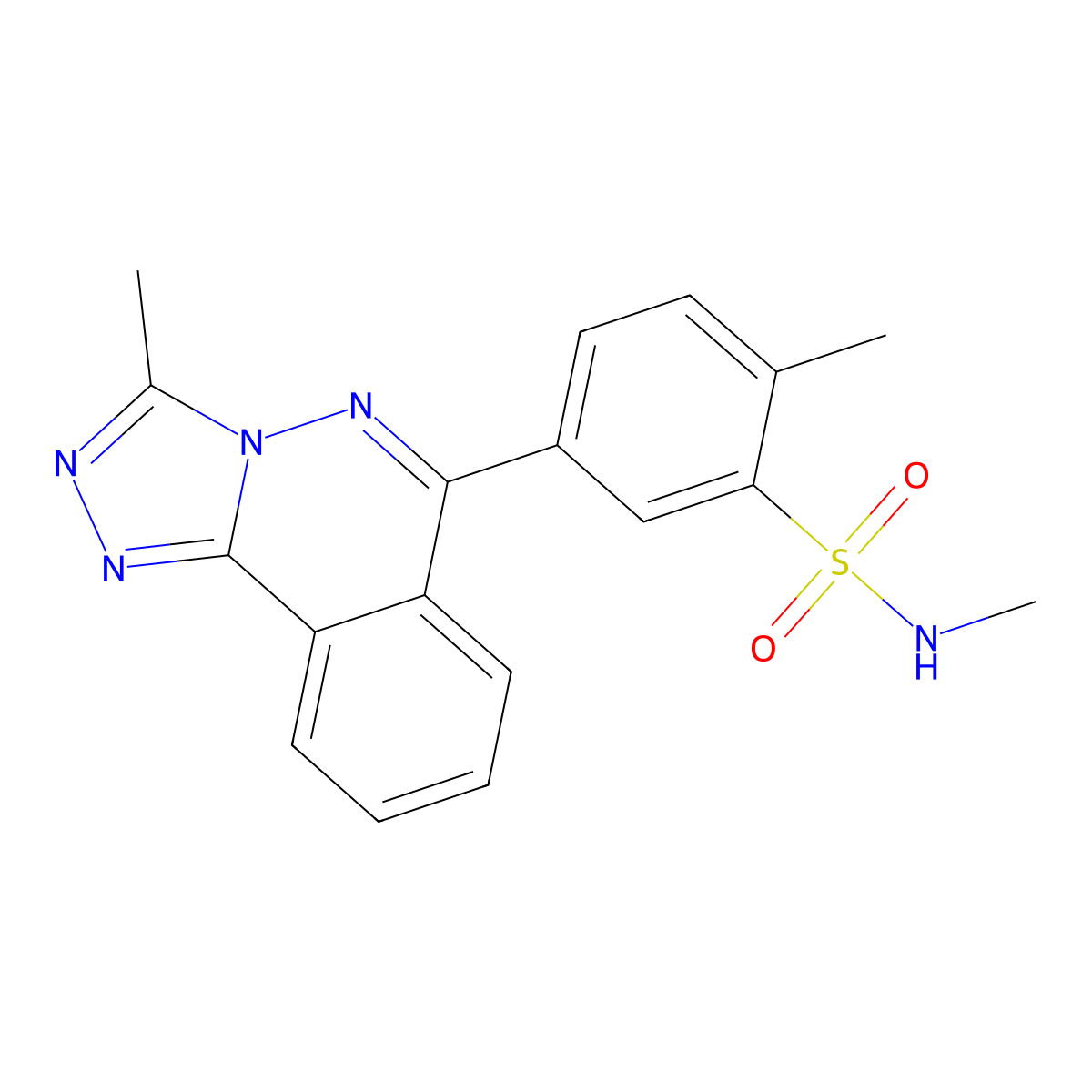 N,2-dimethyl-5-(3-methyl-[1,2,4]triazolo[3,4-a]phthalazin-6-yl)benzenesulfonamide molecular structure, CAS 727675-53-8