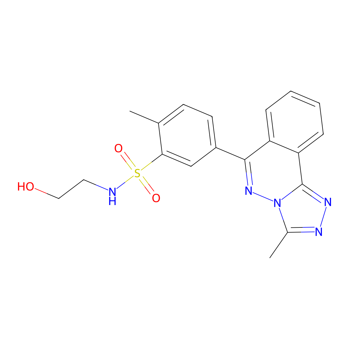 N-(2-hydroxyethyl)-2-methyl-5-(3-methyl-[1,2,4]triazolo[3,4-a]phthalazin-6-yl)benzenesulfonamide molecular structure, CAS 727675-57-2