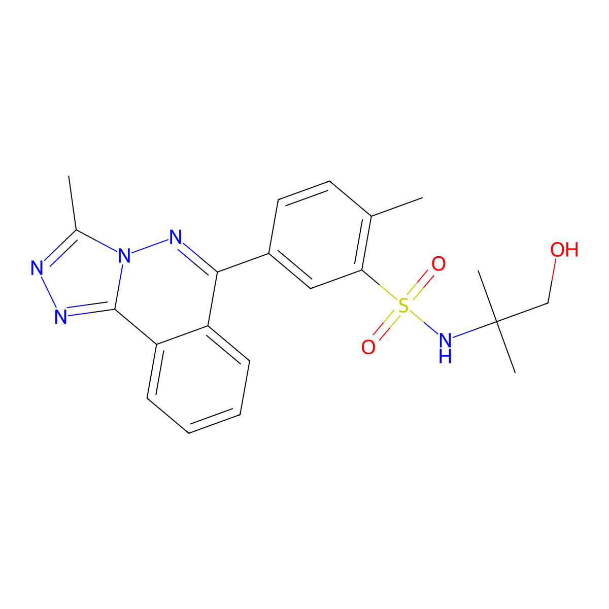 N-(1-hydroxy-2-methylpropan-2-yl)-2-methyl-5-(3-methyl-[1,2,4]triazolo[3,4-a]phthalazin-6-yl)benzenesulfonamide molecular structure, CAS 727675-59-4