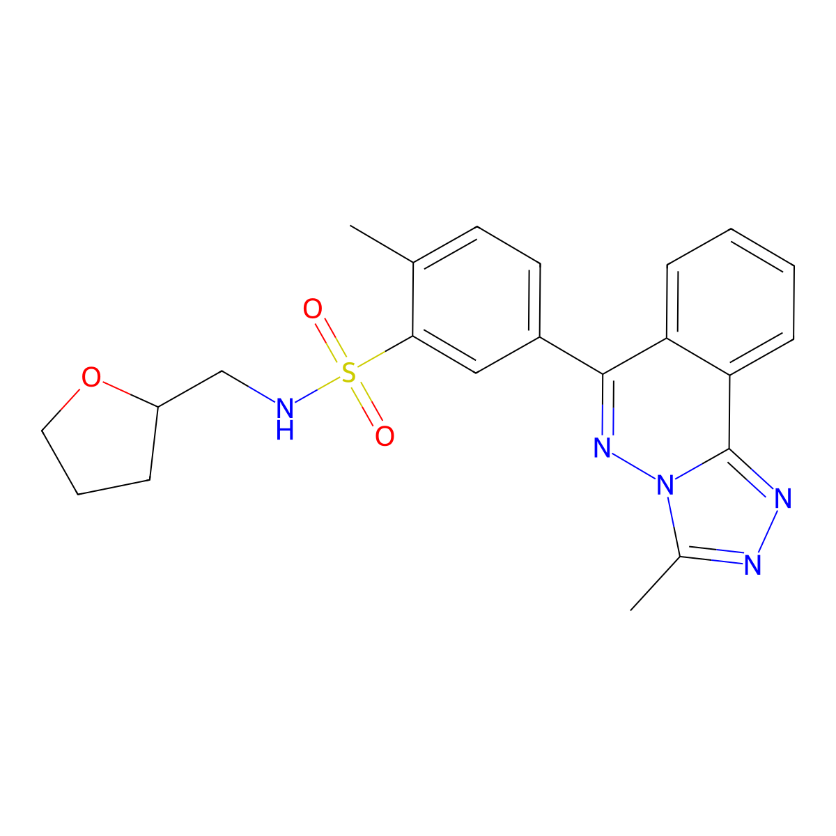 2-methyl-5-(3-methyl[1,2,4]triazolo[3,4-a]phthalazin-6-yl)-N-(tetrahydrofuran-2-ylmethyl)benzenesulfonamide molecular structure, CAS 727675-60-7