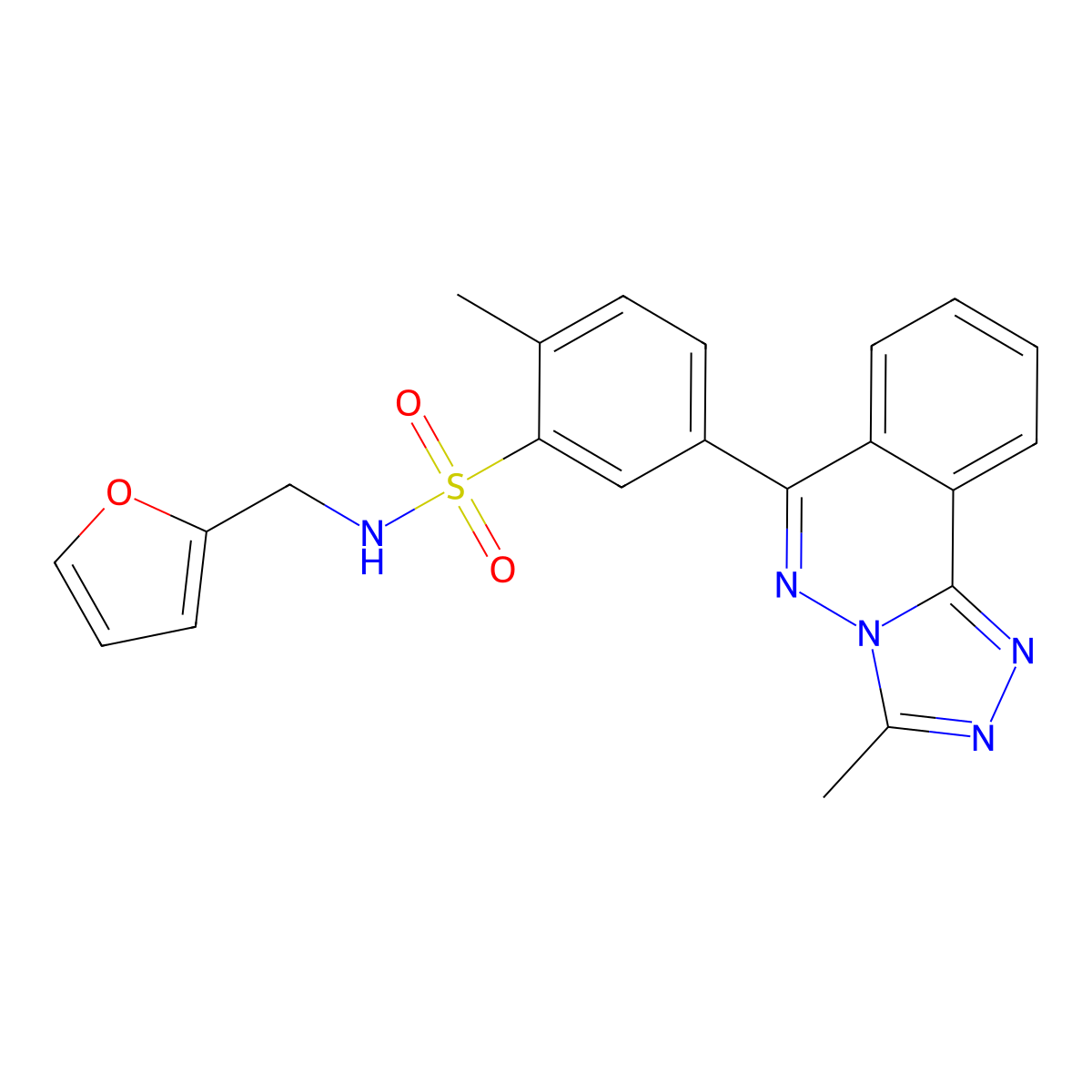 N-(2-furylmethyl)-2-methyl-5-(3-methyl[1,2,4]triazolo[3,4-a]phthalazin-6-yl)benzenesulfonamide molecular structure, CAS 727675-61-8