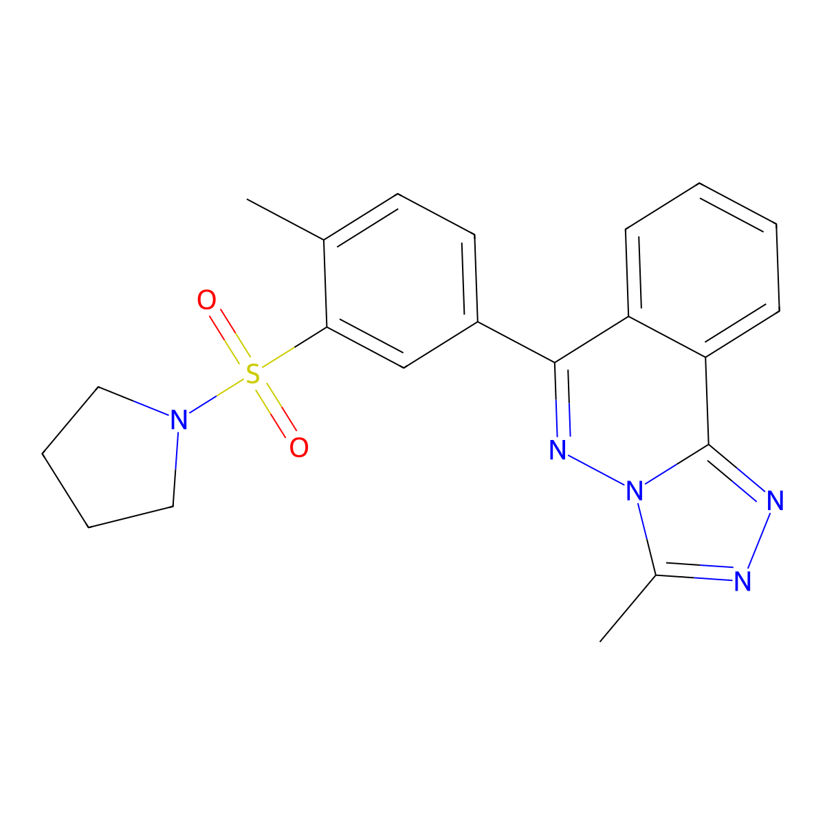 3-Methyl-6-(4-methyl-3-pyrrolidin-1-ylsulfonylphenyl)-[1,2,4]triazolo[3,4-a]phthalazine molecular structure, CAS 727675-62-9