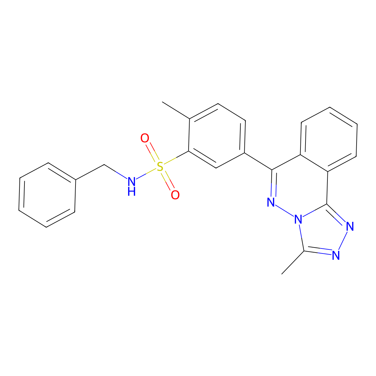 N-benzyl-2-methyl-5-(3-methyl-[1,2,4]triazolo[3,4-a]phthalazin-6-yl)benzenesulfonamide molecular structure, CAS 727675-64-1