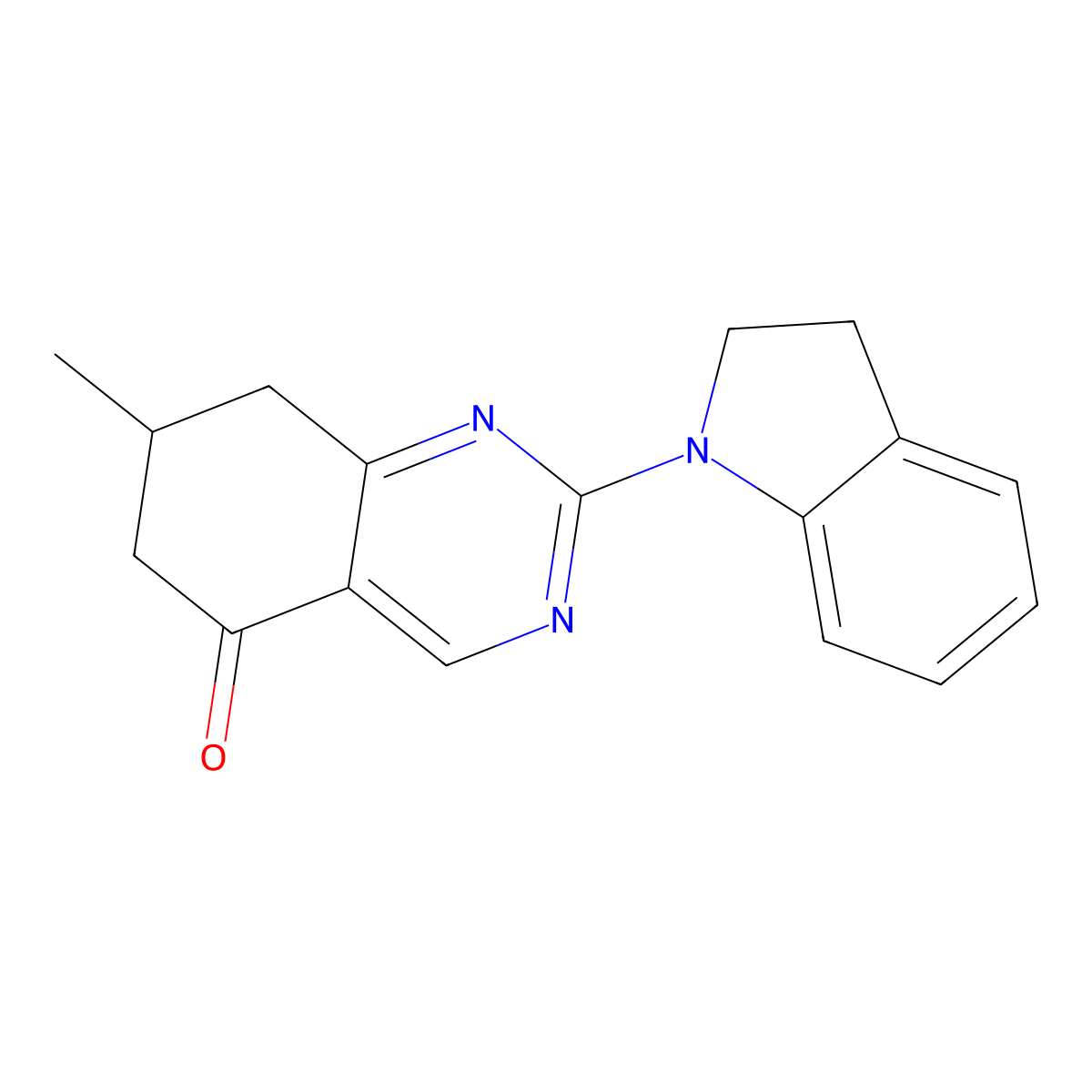 2-(2,3-dihydro-1H-indol-1-yl)-7-methyl-7,8-dihydroquinazolin-5(6H)-one molecular structure, CAS 727675-78-7
