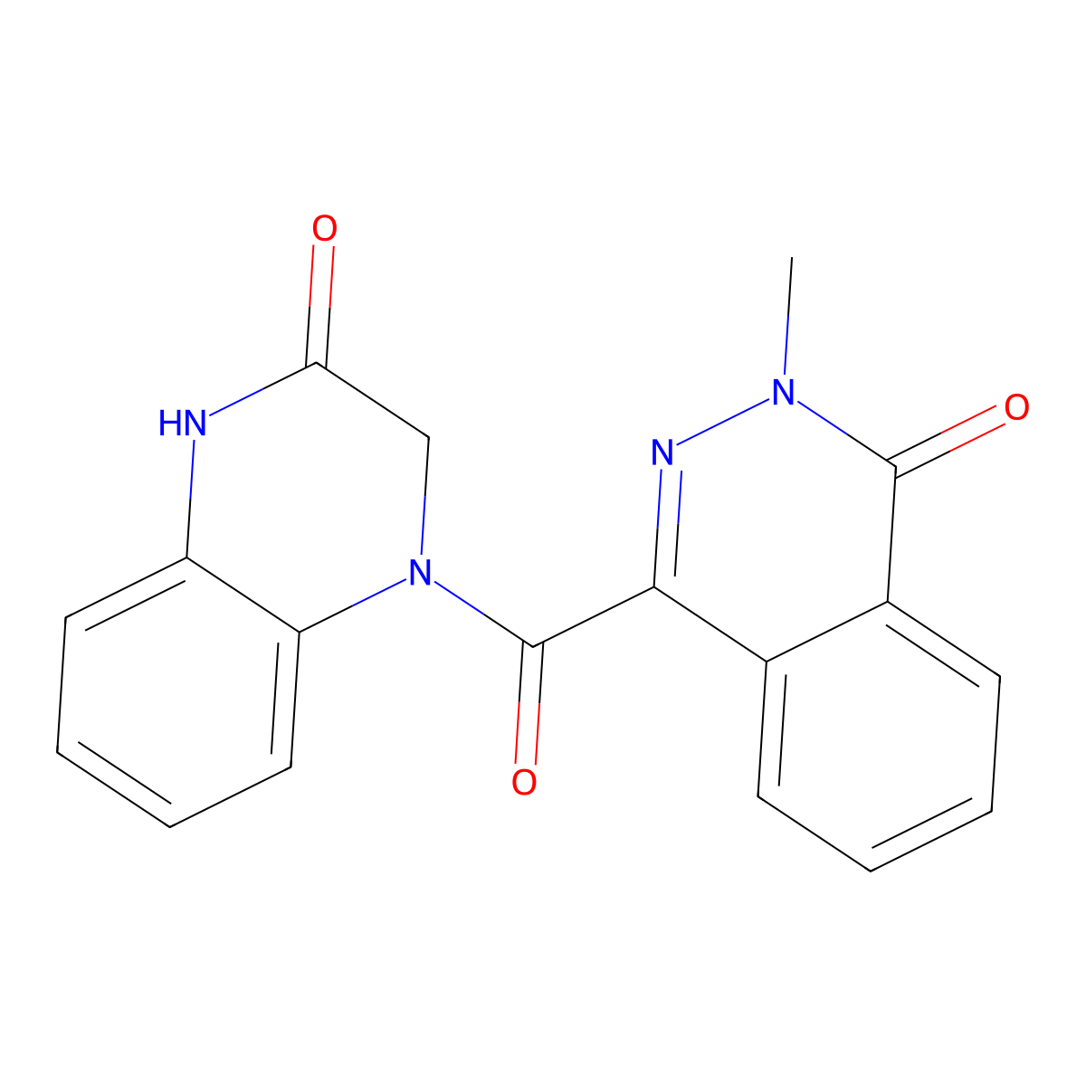 2-Methyl-4-(3-oxo-2,4-dihydroquinoxaline-1-carbonyl)phthalazin-1-one molecular structure, CAS 727675-84-5