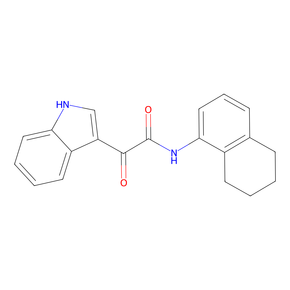 2-(1H-indol-3-yl)-2-oxo-N-(5,6,7,8-tetrahydronaphthalen-1-yl)acetamide molecular structure, CAS 727675-97-0