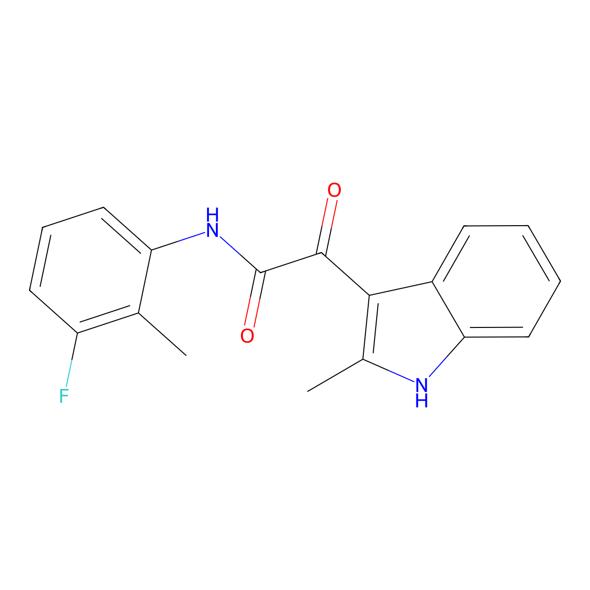 N-(3-fluoro-2-methylphenyl)-2-(2-methyl-1H-indol-3-yl)-2-oxoacetamide molecular structure, CAS 727676-00-8