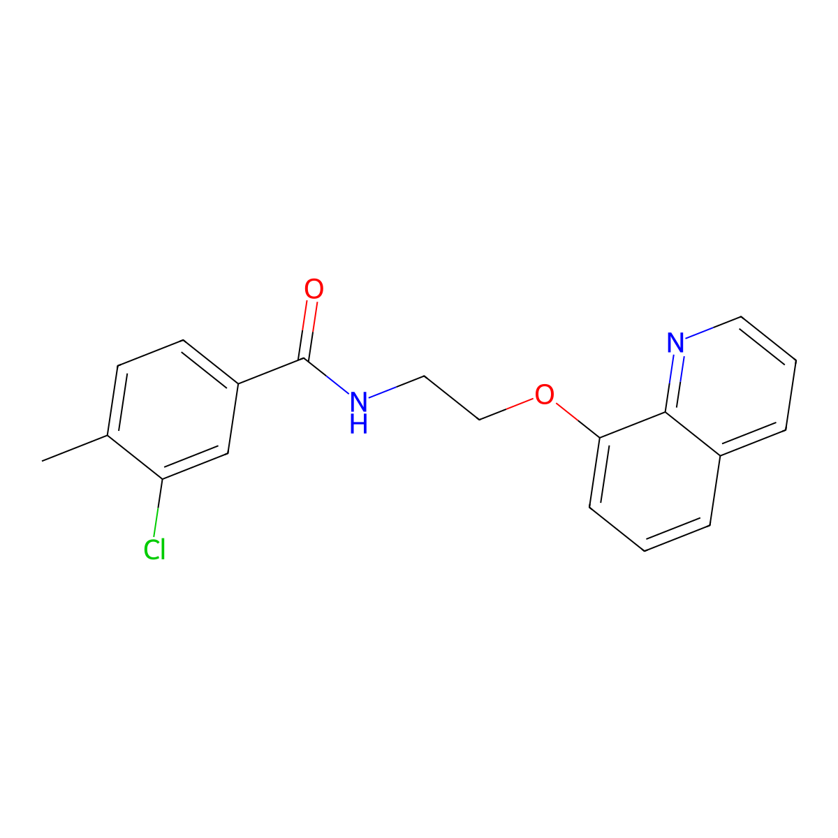 3-chloro-4-methyl-N-[2-(quinolin-8-yloxy)ethyl]benzamide molecular structure, CAS 727676-02-0