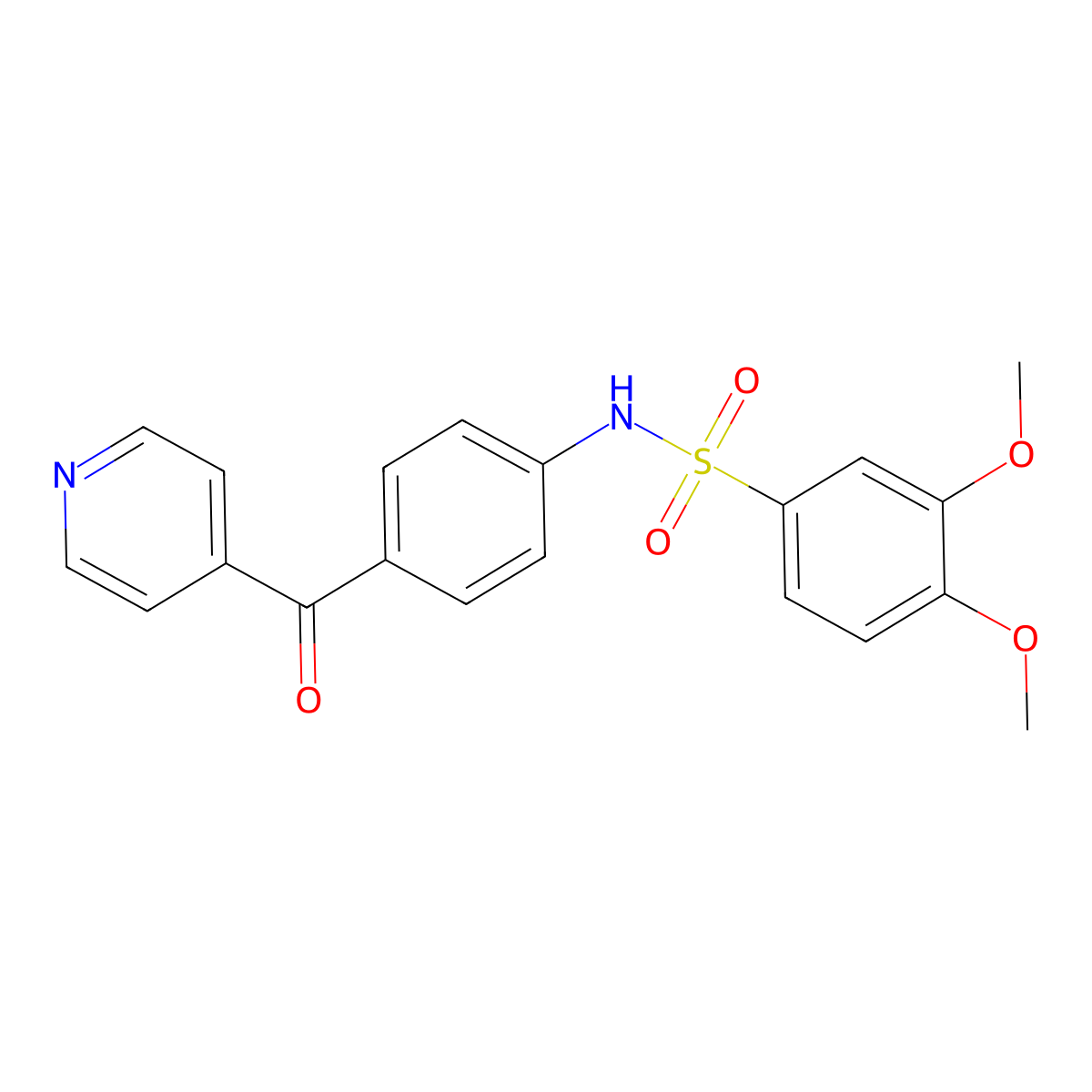 3,4-dimethoxy-N-[4-(pyridine-4-carbonyl)phenyl]benzenesulfonamide molecular structure, CAS 727676-09-7