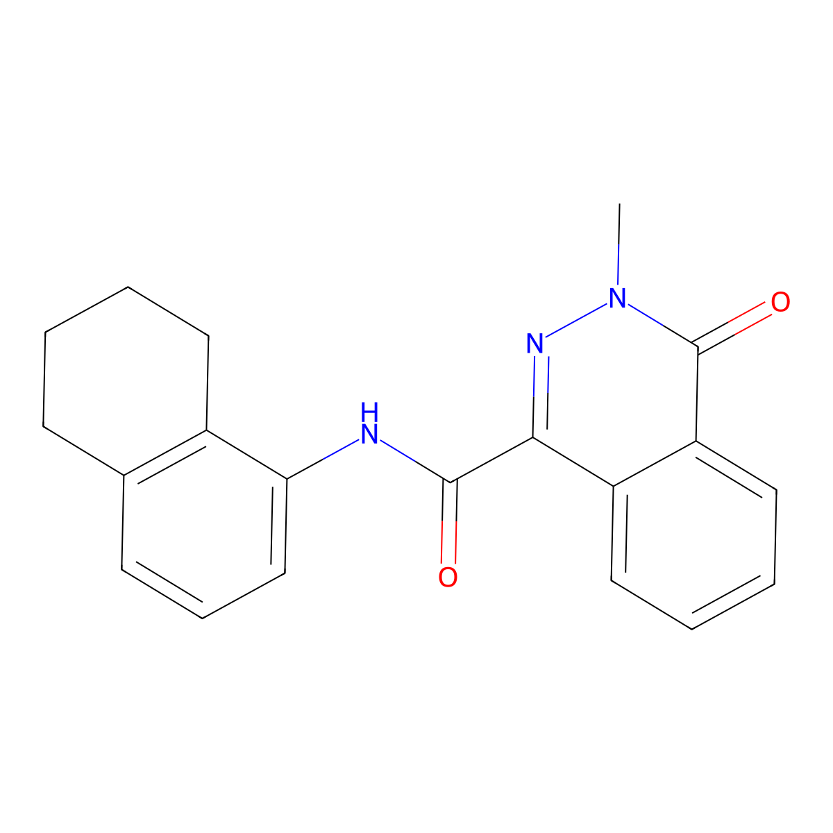 3-methyl-4-oxo-N-(5,6,7,8-tetrahydronaphthalen-1-yl)phthalazine-1-carboxamide molecular structure, CAS 727676-21-3