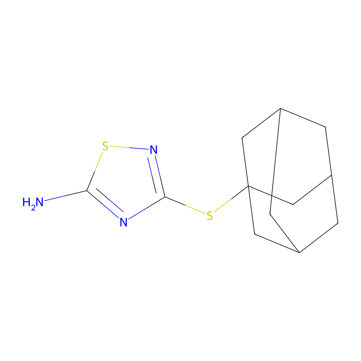 3-(Adamantan-1-ylsulfanyl)-[1,2,4]thiadiazol-5-ylamine molecular structure, CAS 727676-30-4