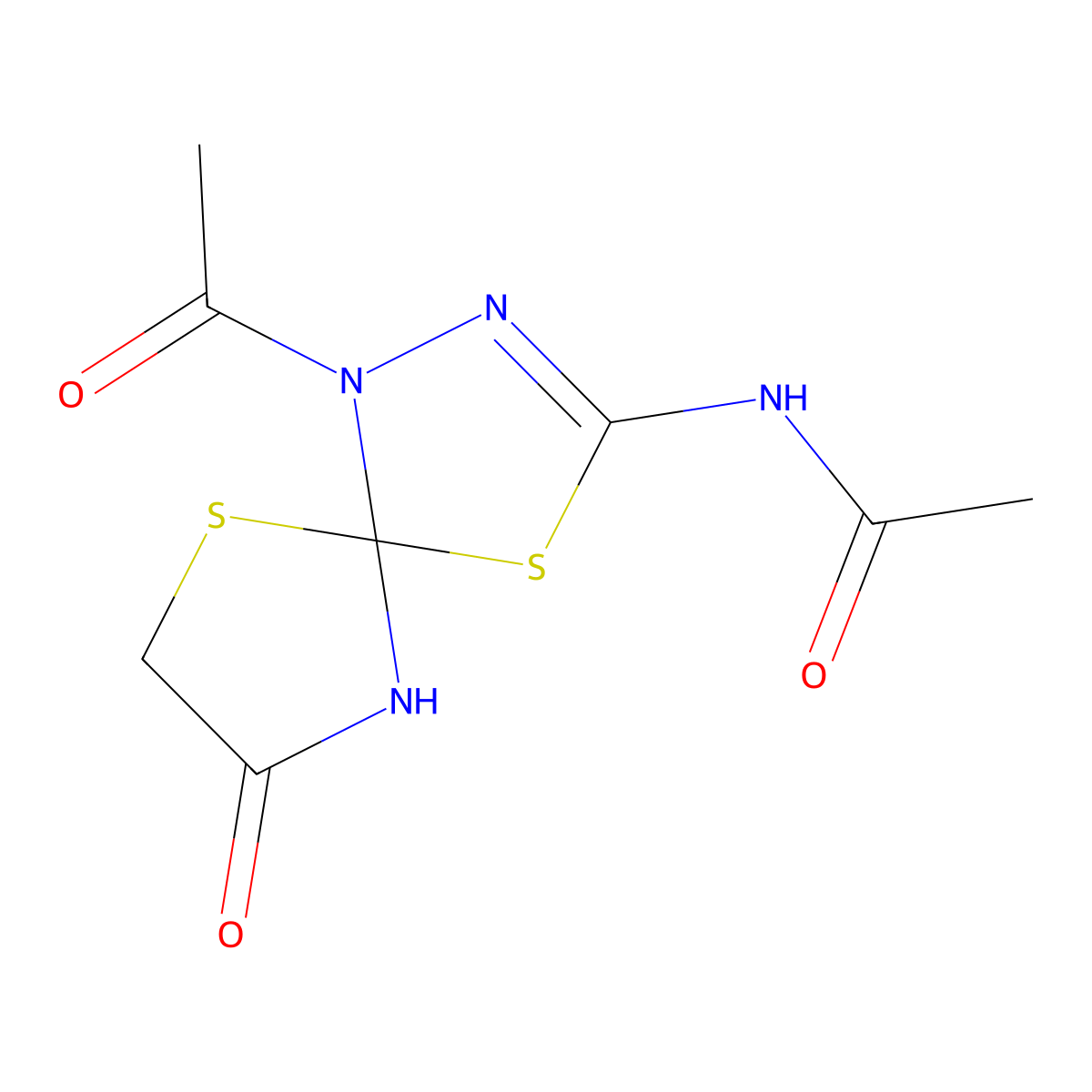 N-(1-acetyl-8-oxo-4,6-dithia-1,2,9-triazaspiro[4.4]non-2-en-3-yl)acetamide molecular structure, CAS 727676-49-5
