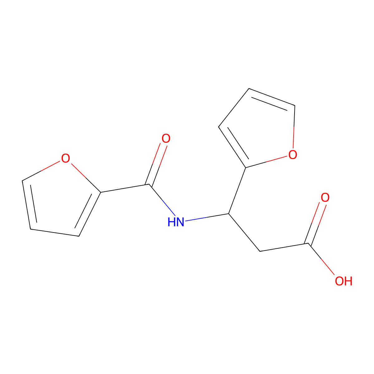 3-(2-Furyl)-3-(2-furylcarbonylamino)propanoic acid molecular structure, CAS 727676-64-4