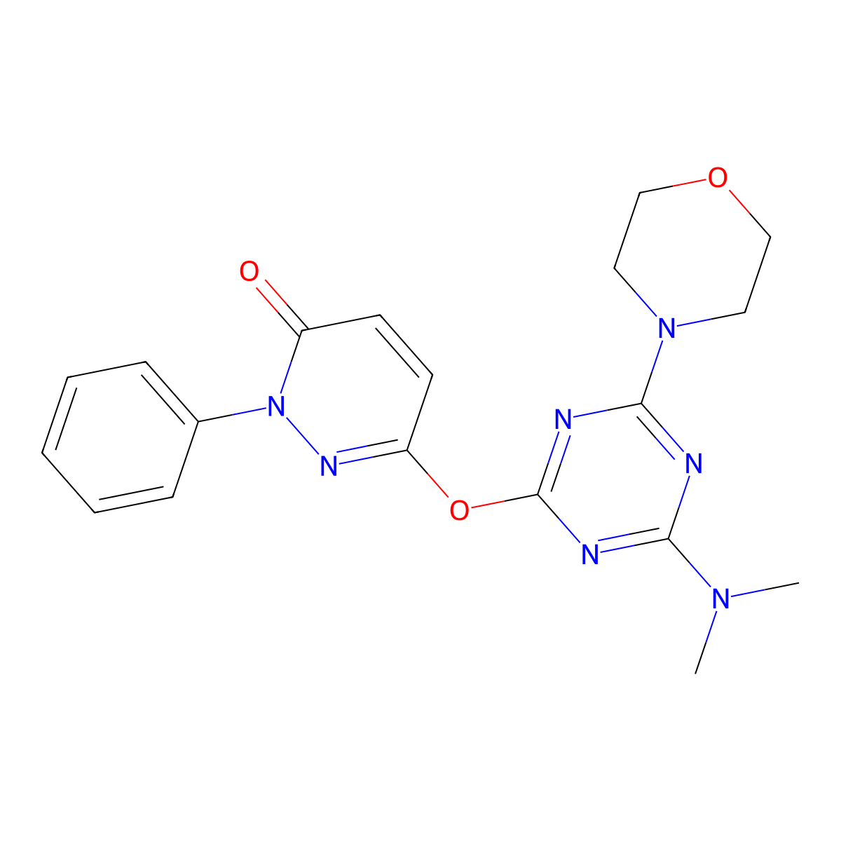 6-[[4-(Dimethylamino)-6-morpholin-4-yl-1,3,5-triazin-2-yl]oxy]-2-phenylpyridazin-3-one molecular structure, CAS 727677-93-2