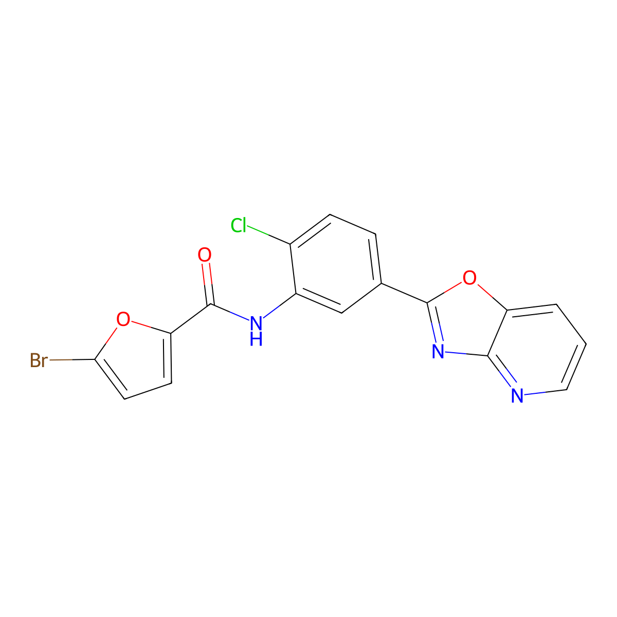 5-bromo-N-[2-chloro-5-([1,3]oxazolo[4,5-b]pyridin-2-yl)phenyl]furan-2-carboxamide molecular structure, CAS 727679-23-4