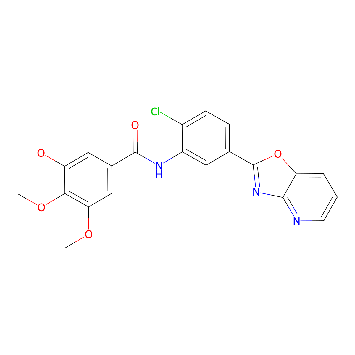 N-[2-chloro-5-([1,3]oxazolo[4,5-b]pyridin-2-yl)phenyl]-3,4,5-trimethoxybenzamide molecular structure, CAS 727679-25-6
