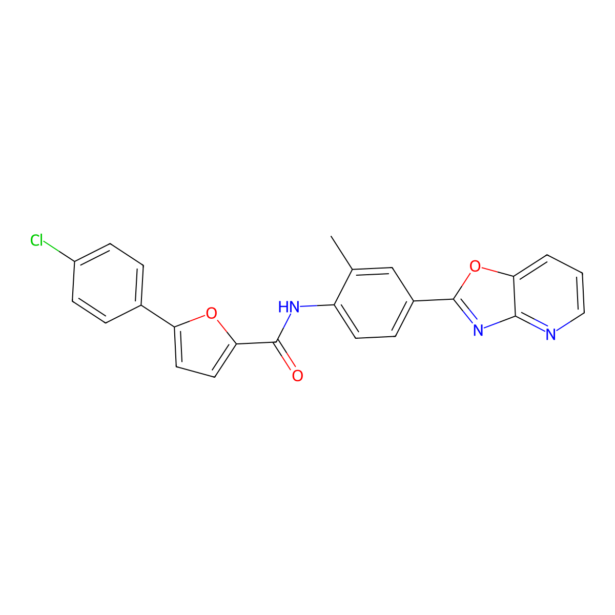 5-(4-chlorophenyl)-N-[2-methyl-4-([1,3]oxazolo[4,5-b]pyridin-2-yl)phenyl]furan-2-carboxamide molecular structure, CAS 727679-27-8