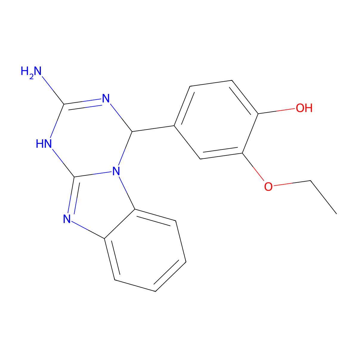4-(2-Amino-1,4-dihydro[1,3,5]triazino[1,2-a]benzimidazol-4-yl)-2-ethoxyphenol molecular structure, CAS 727680-26-4
